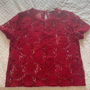 Zara Red Floral Crochet Blouse (Size M)